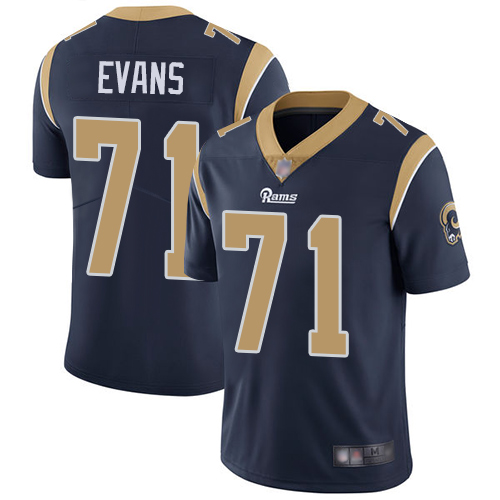 Los Angeles Rams Limited Navy Blue Men Bobby Evans Home Jersey NFL Football 71 Vapor Untouchable